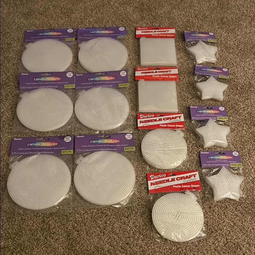 NWT Large lot of Darice Plastic Canvas shapes.
